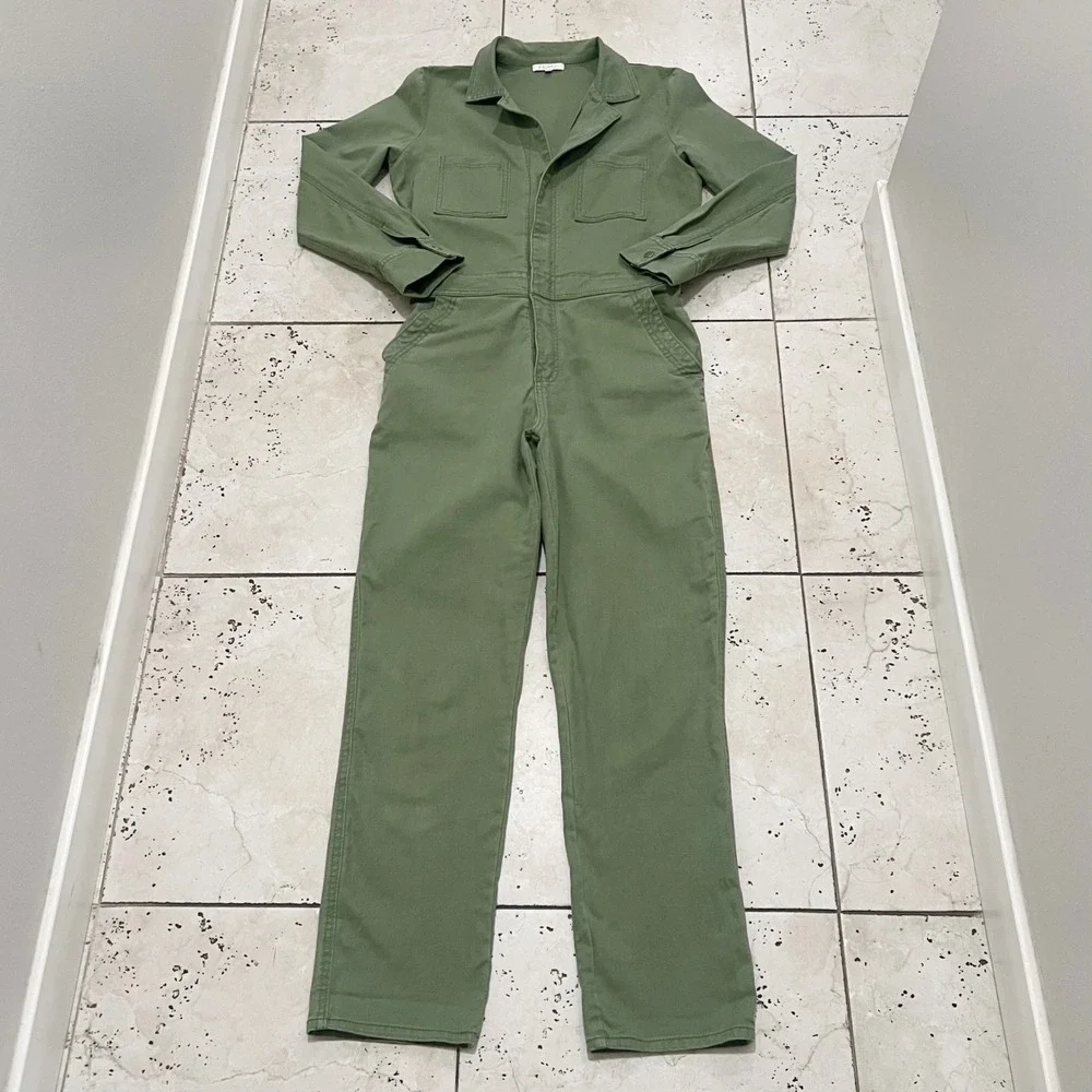 Z Supply Olive Utility Cotton Jumpsuit